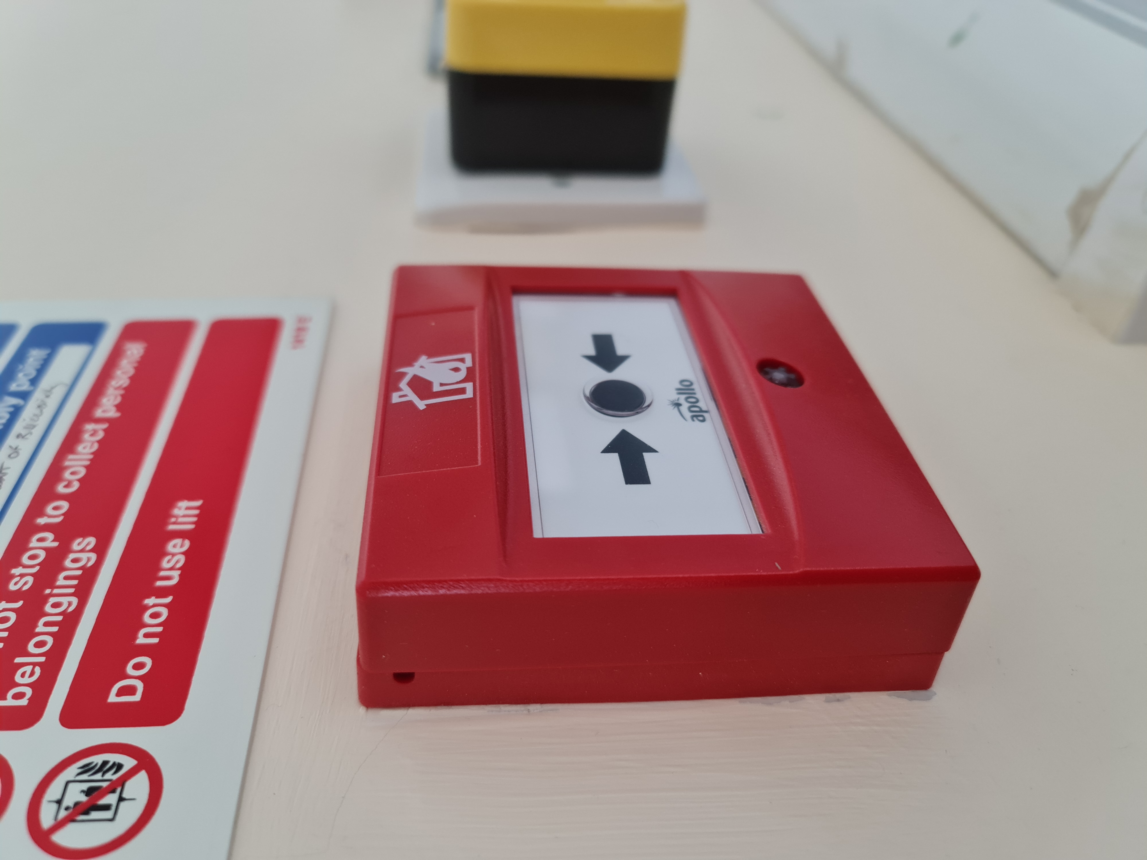 A fire alarm on a wall